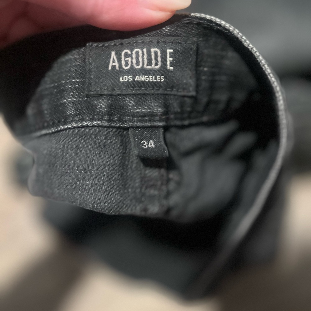 Luxury agolde dark grunge / destroyed Ripped/Distressed Black Jeans xl size 34 - Picture 9 of 12